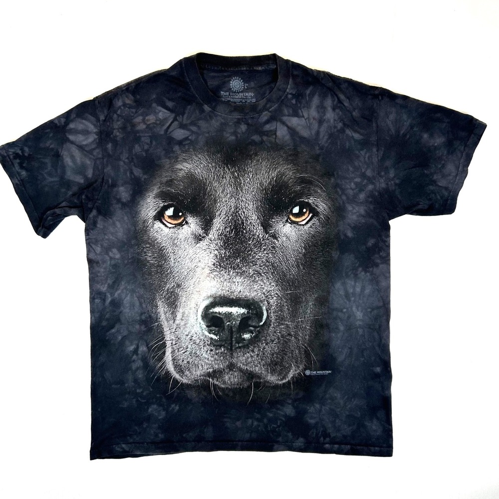 The Mountain Black Labrador Dog Face Tie Dye Graphic T-Shirt Large